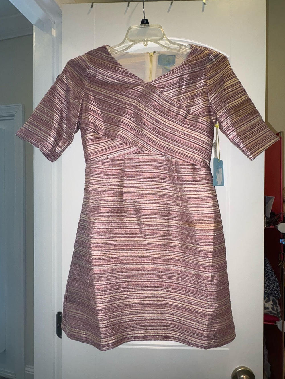 3/$15 NWT CeCe by Cynthia Steffe Striped Metallic Dress